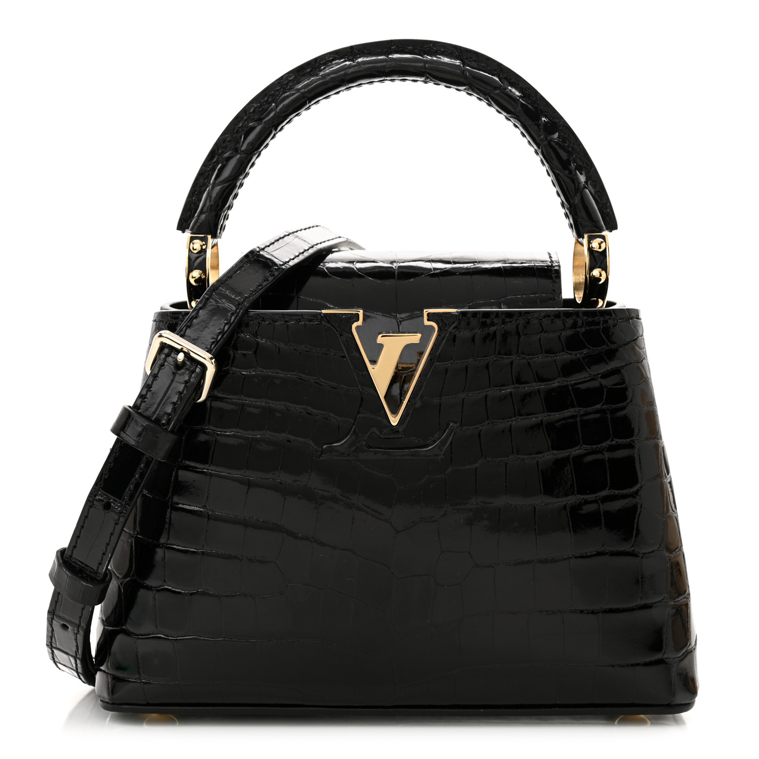 LOUIS VUITTON Crocodile Mini Capucines Black