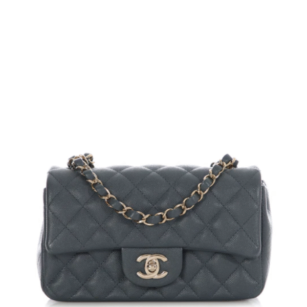 Chanel’s Mini Dark Gray Quilted Caviar Classic