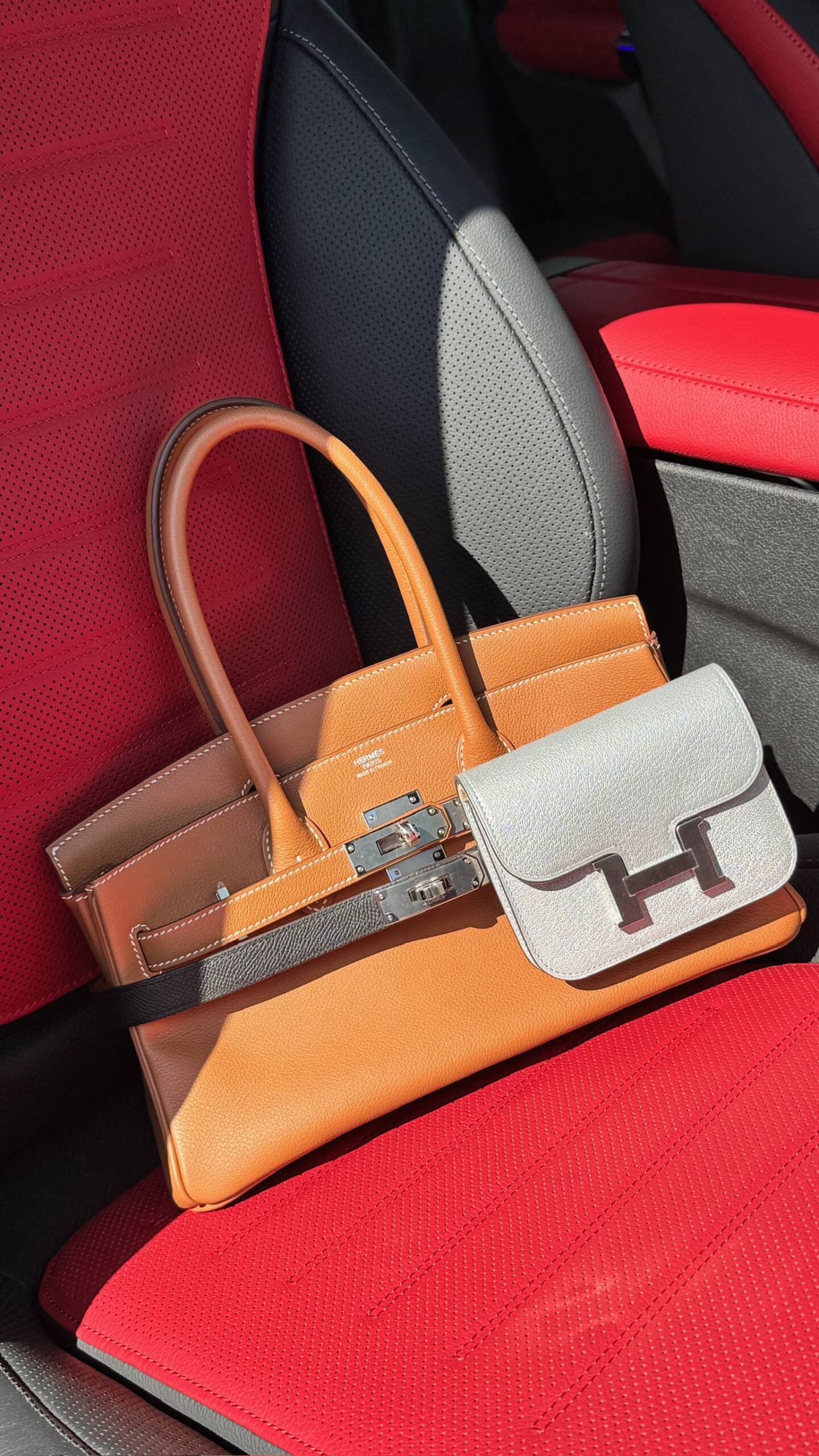 DIY cargo birkin on car seat