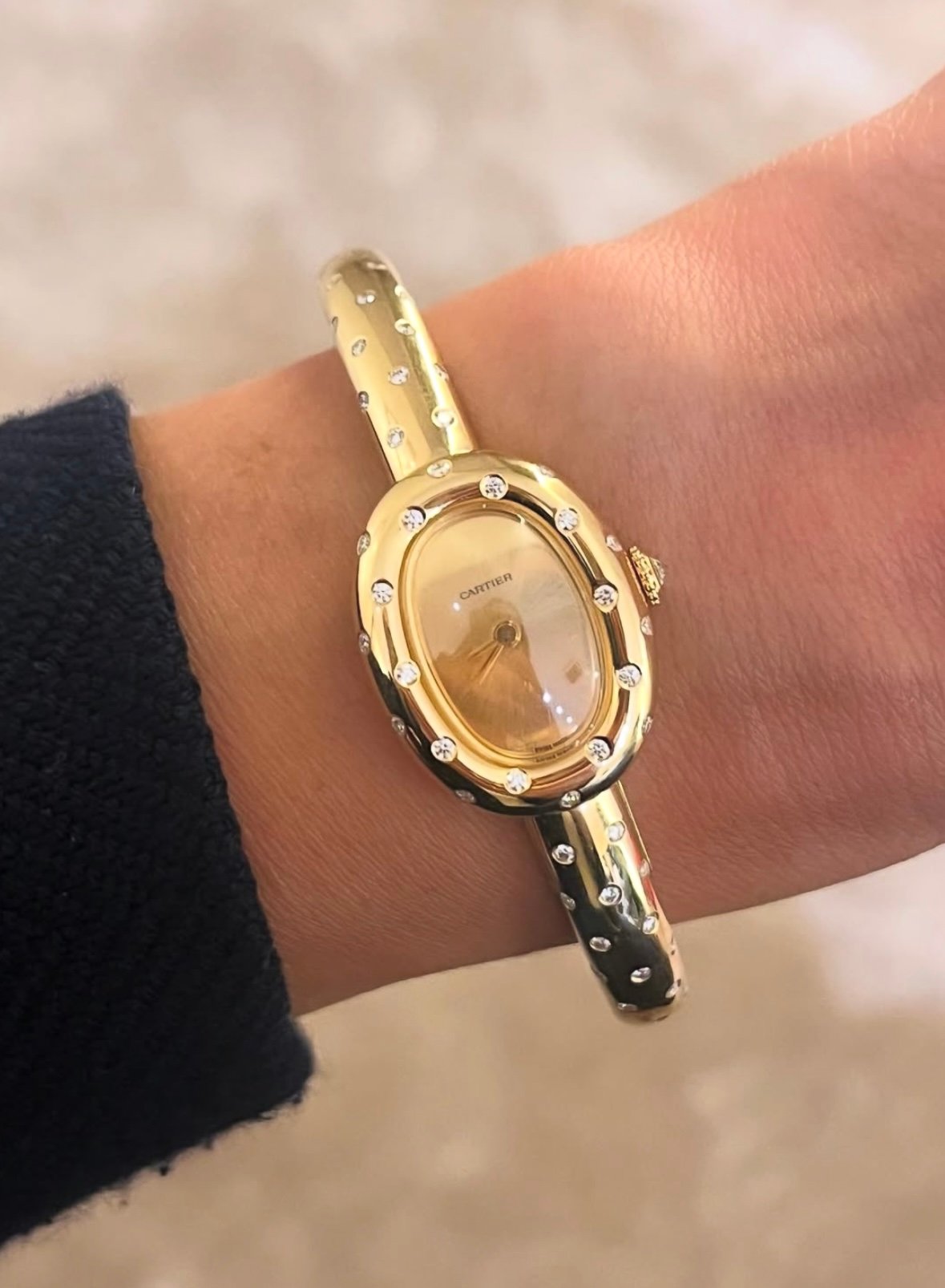 Cartier polka dot diamond watch