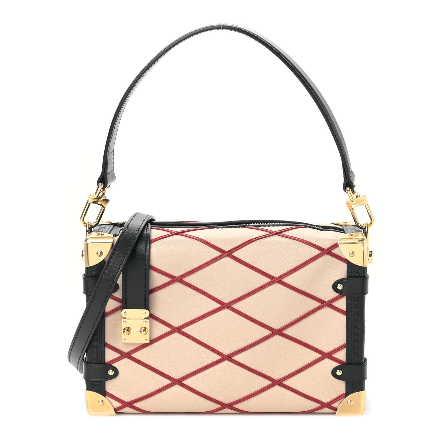 LOUIS VUITTON Lambskin Malletage Side Trunk MM Beige Red