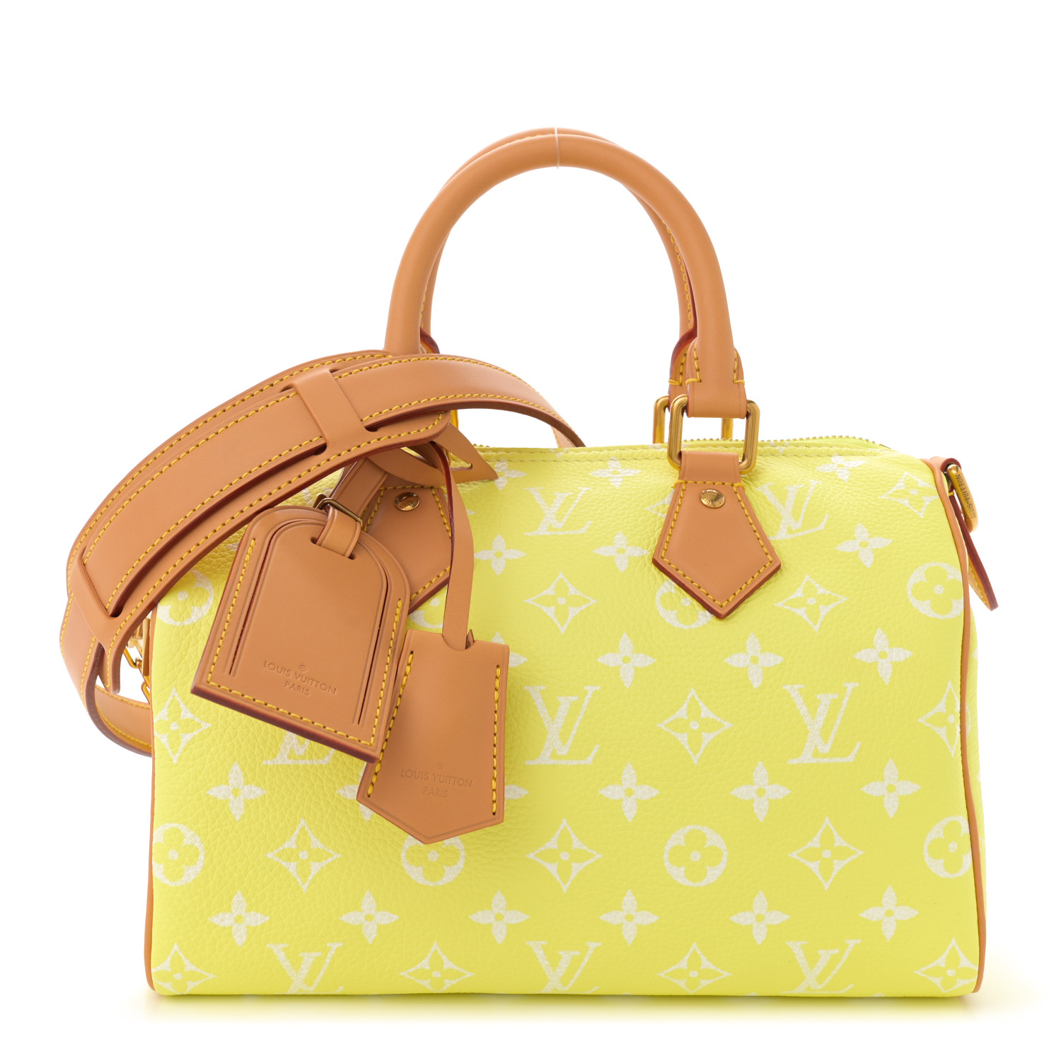 LOUIS VUITTON Calfskin Monogram Speedy P9 Bandouliere 25 Lemonade Yellow