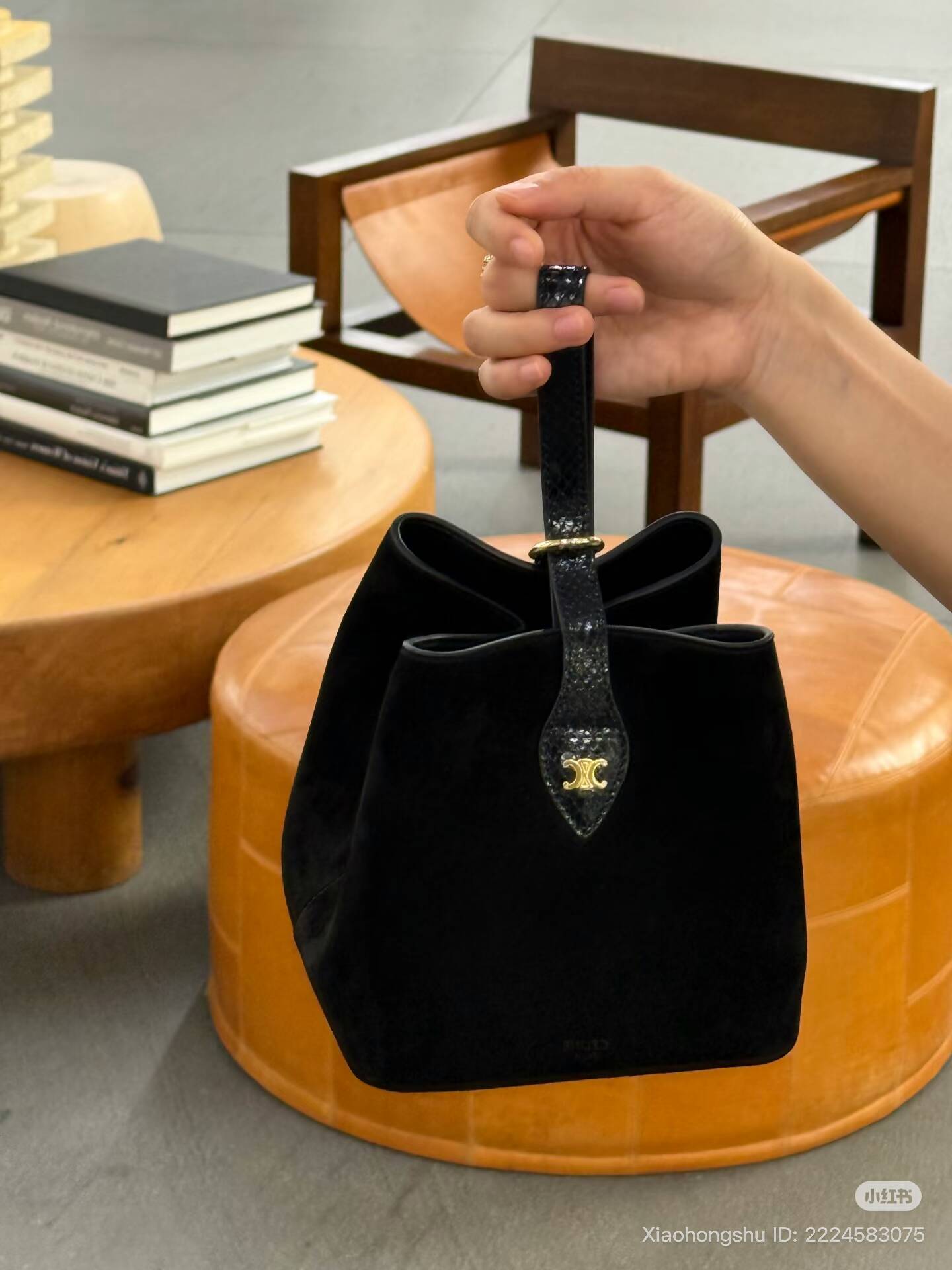 celine suede small amber bag