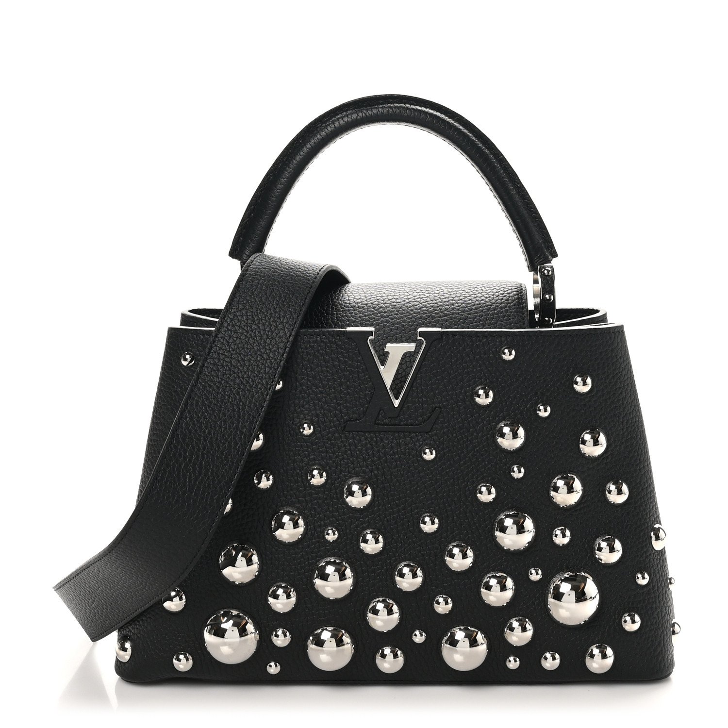 LOUIS VUITTON LV X YK Taurillon Brass Metal Dots Capucine MM Black