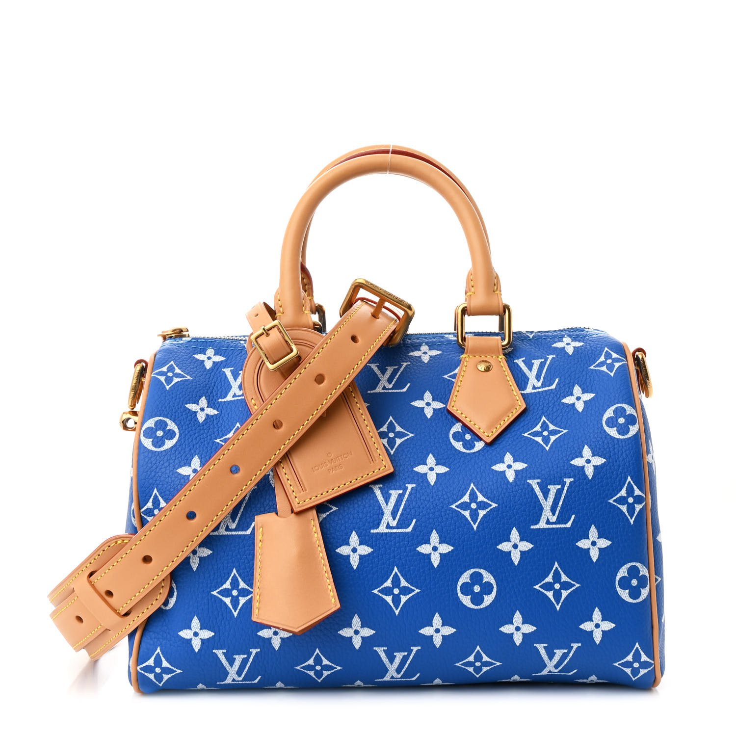 LOUIS VUITTON Calfskin Monogram Speedy P9 Bandouliere 25 Blue