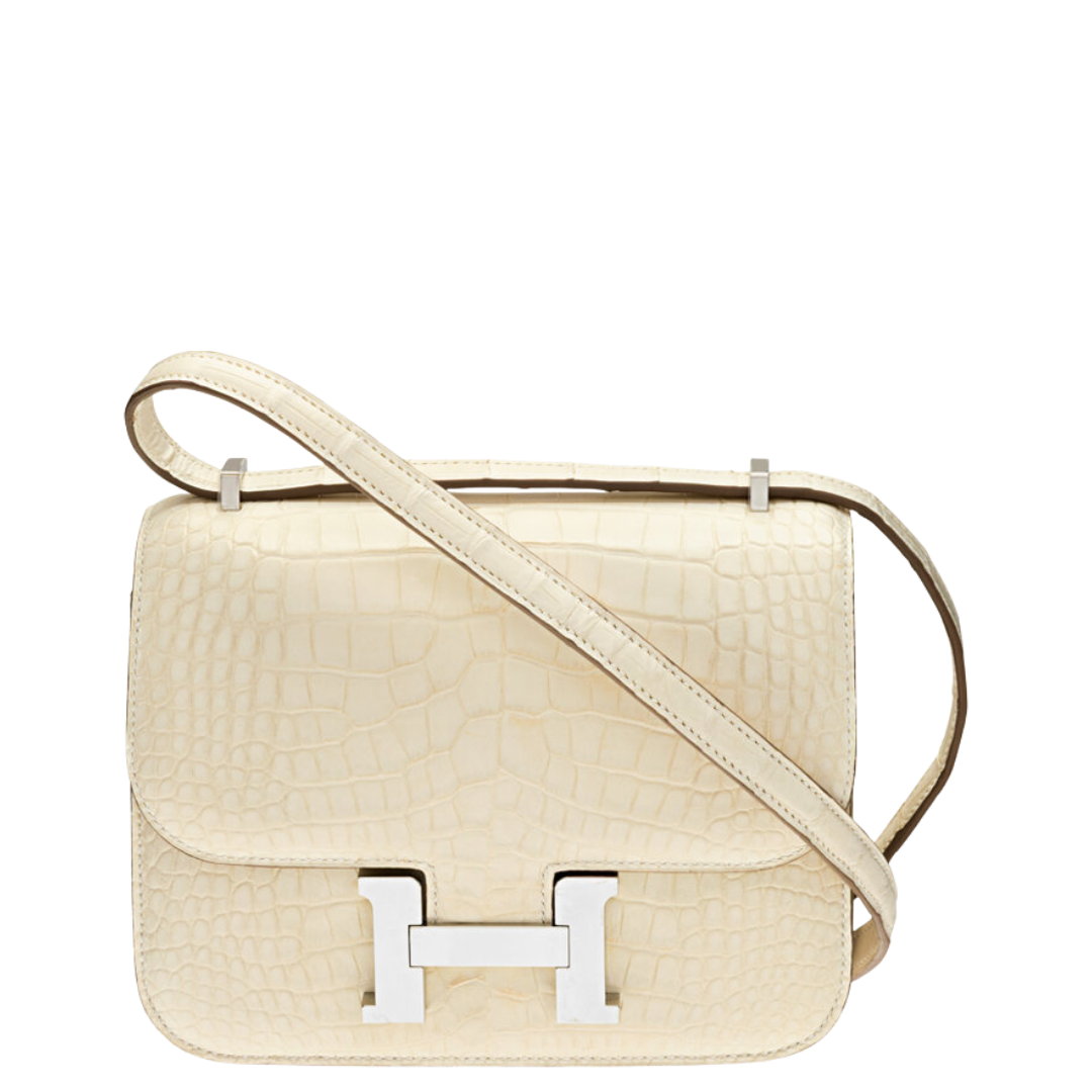 Hermès 18cm Matte Nata Alligator Mini Constance