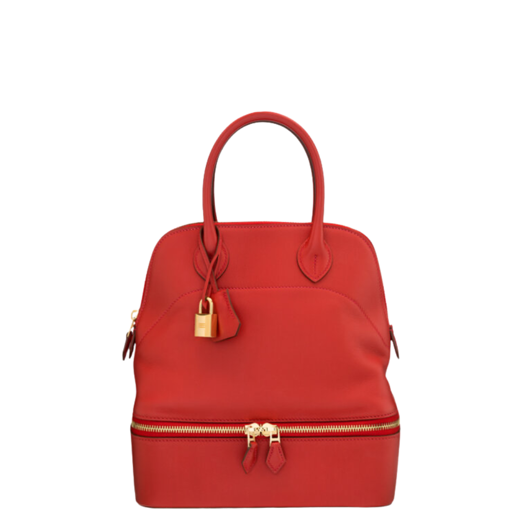 Hermès 24cm Rouge Casaque Swift Leather Bolide Secret 