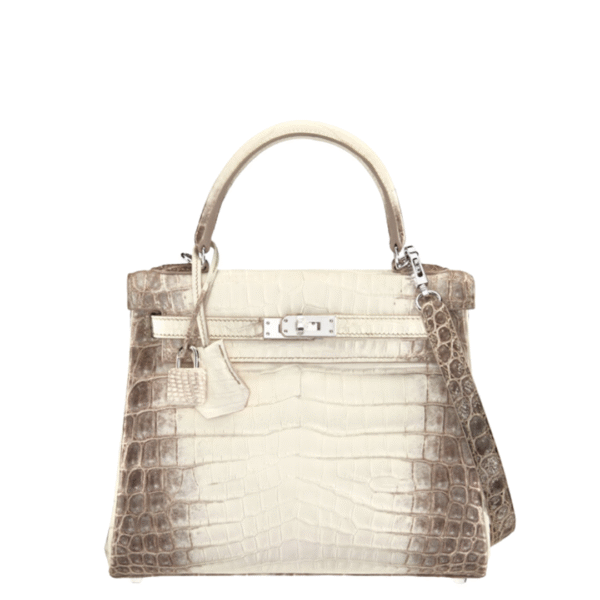 Hermès 25cm Matte White Himalaya Niloticus Crocodile Kelly Retourne