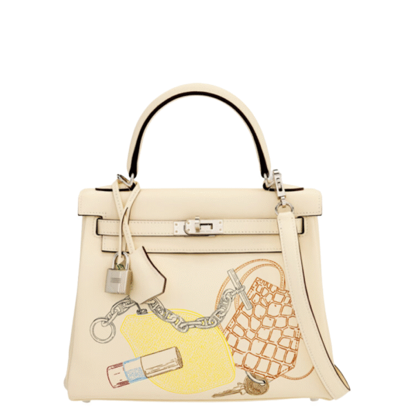 Hermès 25cm Nata Swift Leather In and Out Retourne Kelly