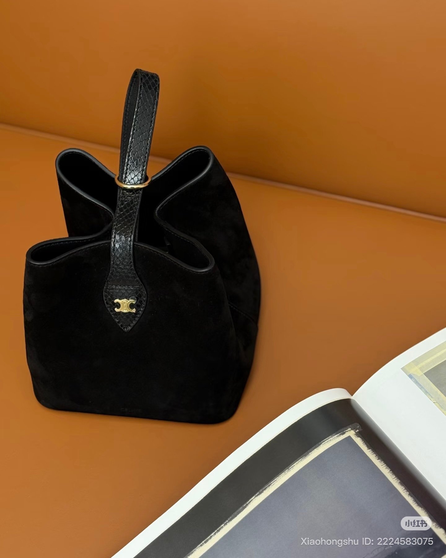 celine suede small amber bag