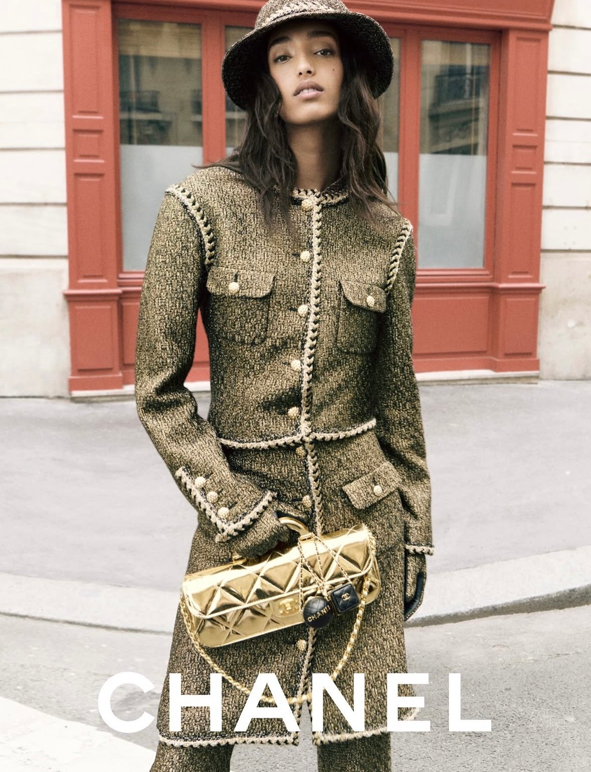 【希少!!】CHANEL オーストリッチベルト 金色バックル 120cm classic-pouch-gold-metallic-