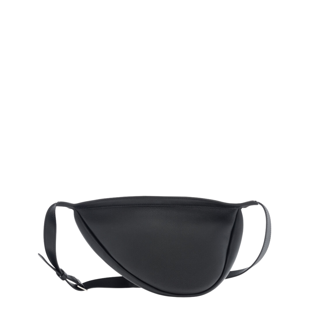 The Row Black Grained Calfskin Leather Small Slouchy Banana Bag