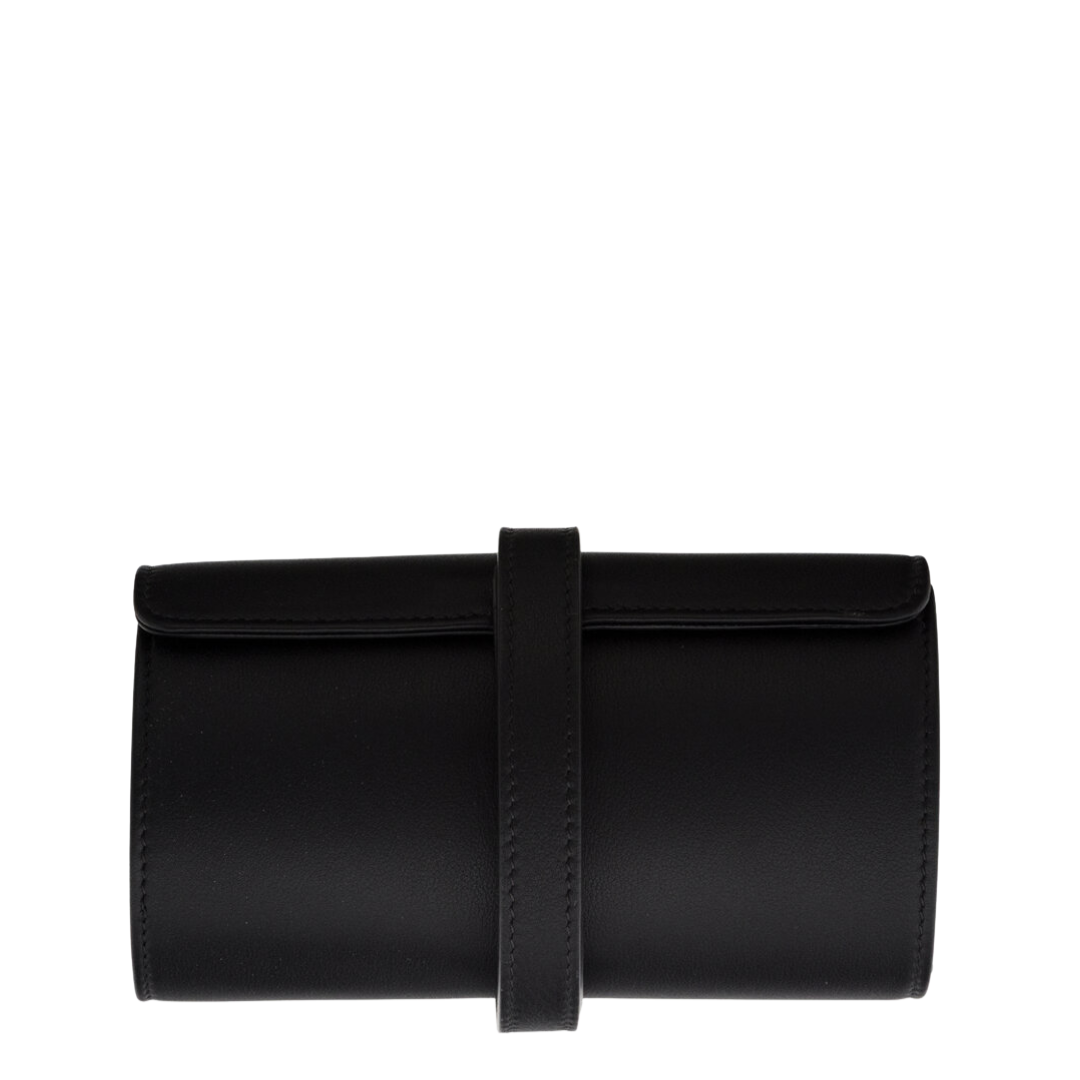 The Row Black Leather Jewelry Roll Travel Case