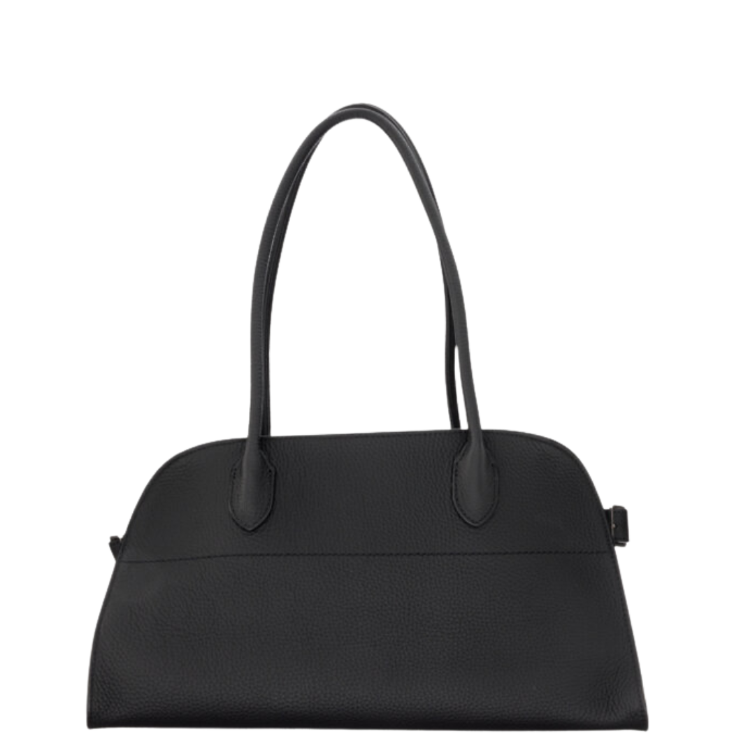 The Row Black Leather Margaux 12 Shoulder Bag