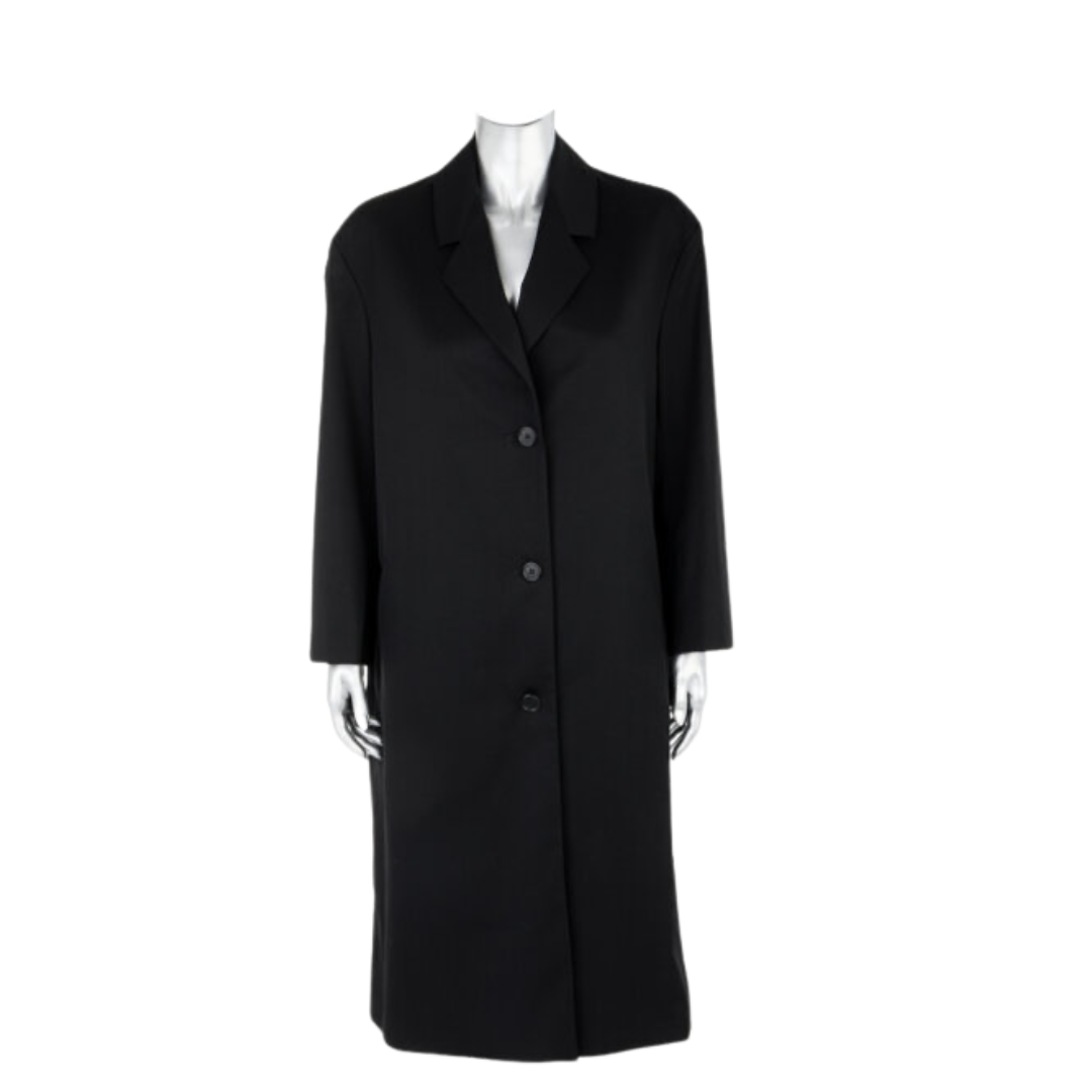 The Row Black Tropical Wool Single-Breasted Cristal Coat
