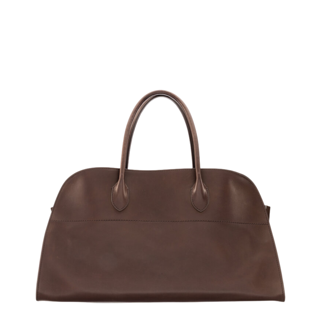 The Row Chocolate Brown Leather East West Margaux Bag