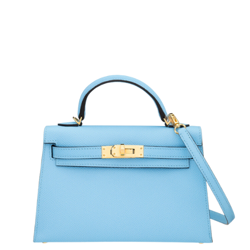 Hermès 20cm Bleu Celeste Epsom Leather Mini Kelly