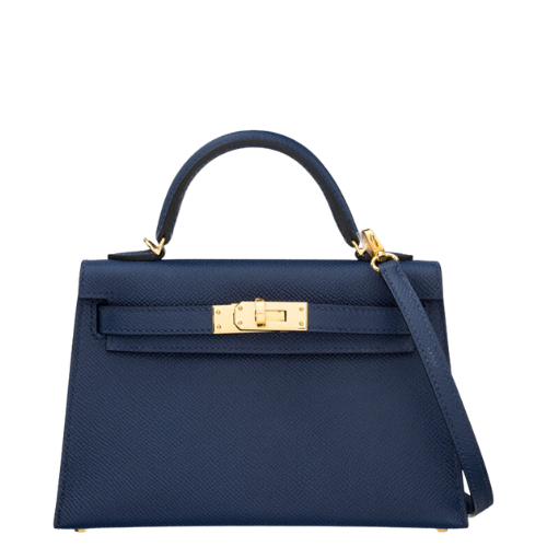 Hermès 20cm Bleu Sapphire Epsom Leather Mini Kelly