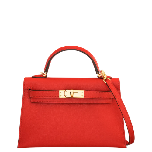 Hermès 20cm Rouge de Coeur Madame Leather Mini Kelly 