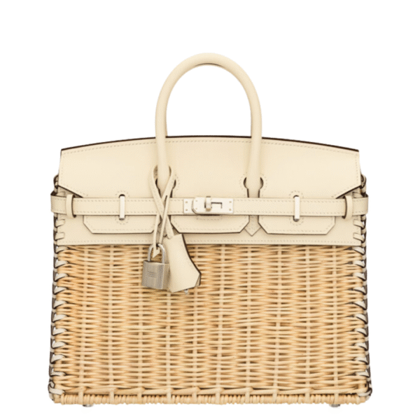 Hermès 25cm Nata Swift Leather & Osier Wicker Picnic Birkin