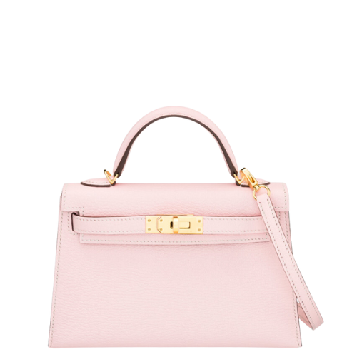 Hermès Special Order Horseshoe 20cm Rose Sakura & Gris Perle Chevre Leather Mini Kelly
