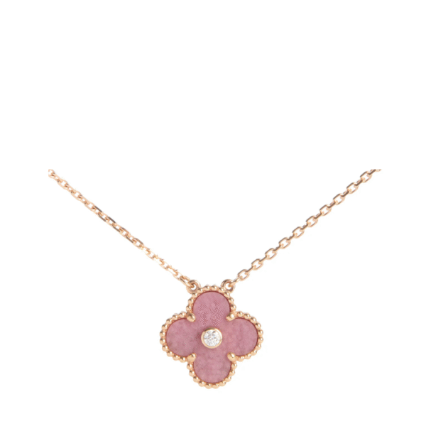 Van Cleef & Arpels’ 18K Rose Gold Rhodonite and Diamond 2021 Holiday Pendant Necklace