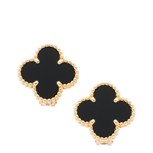 Van Cleef & Arpels Black Onyx, Gold Earrings
