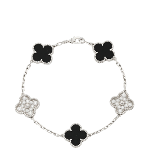 Van Cleef & Arpels Diamond, Black Onyx, White Gold Bracelet
