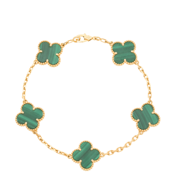 Van Cleef & Arpels Malachite, Gold Bracelet, French Stones