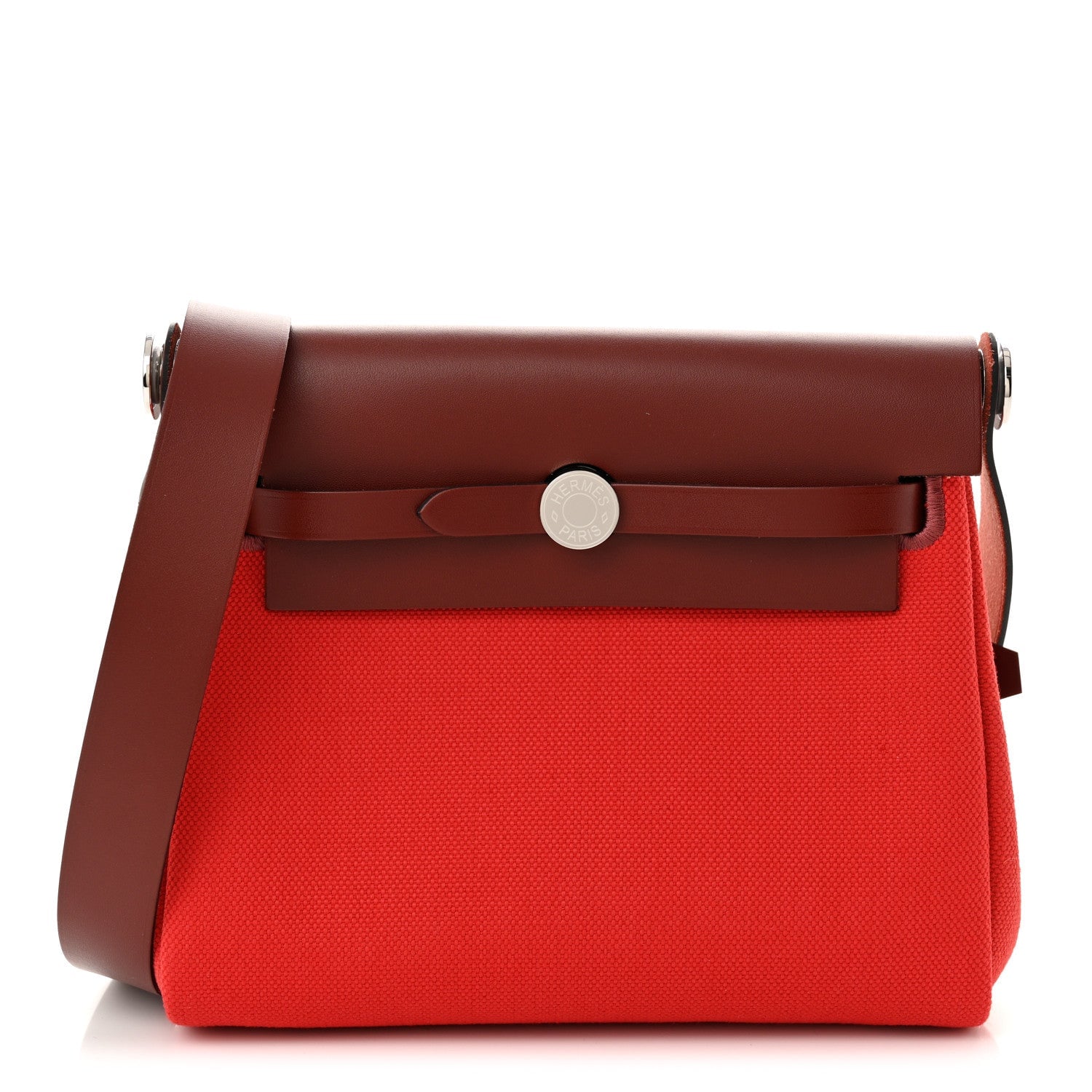 HERMESMilitary Toile Vache Hunter Herbag Zip Retourne 20 Rouge Piment Rouge H