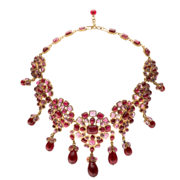 Chanel Red & Pink Gripoix Necklace