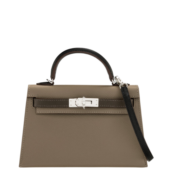 Hermès 20cm Étoupe, Ecorce & Noir Epsom Leather Mini Kelly