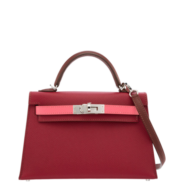 Hermès Special Order Horseshoe Rubis, Rose Azalee, Rouge H Epsom Leather Mini Kelly