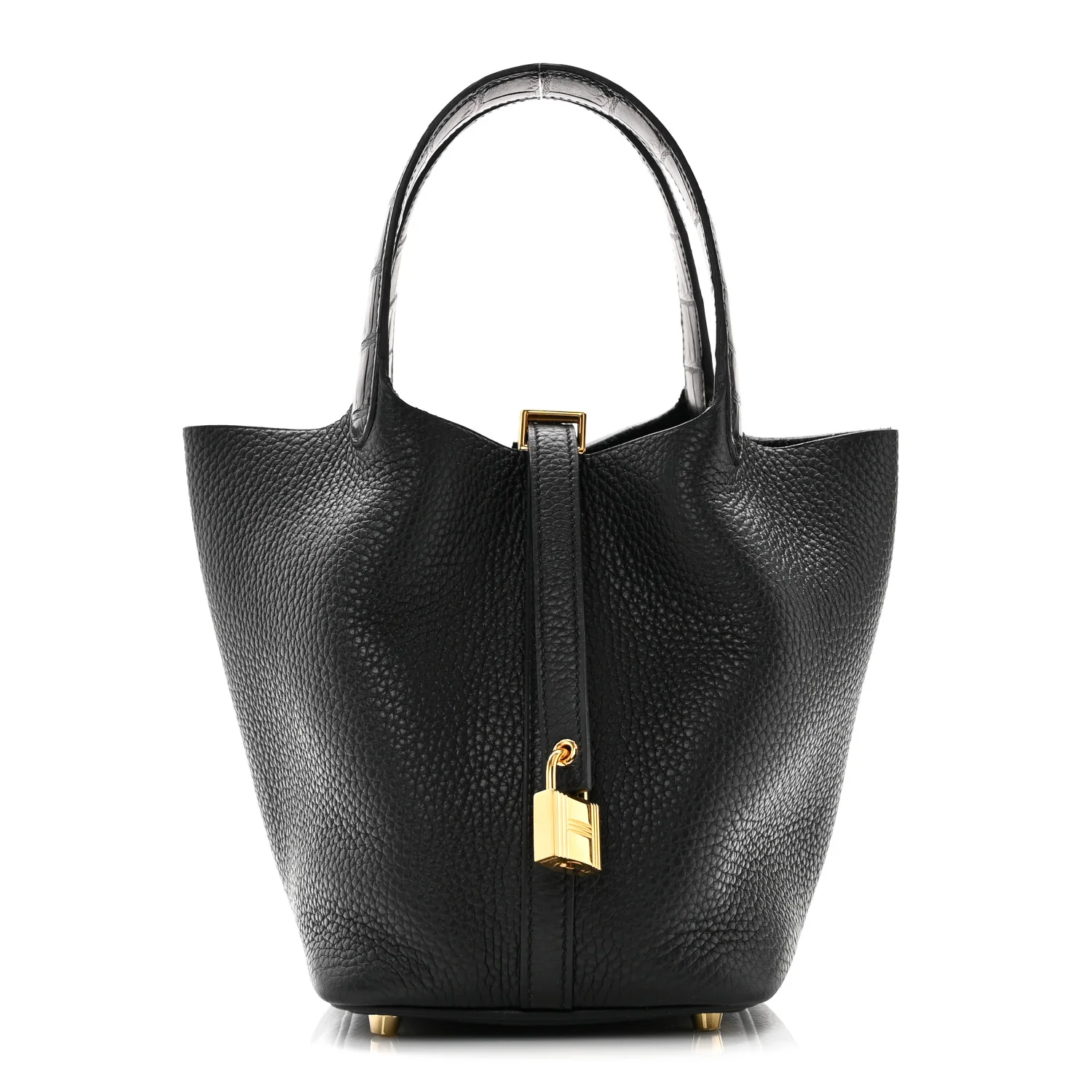 Hermes Taurillon Clemence Matte Alligator Picotin Lock Touch 18 PM Black