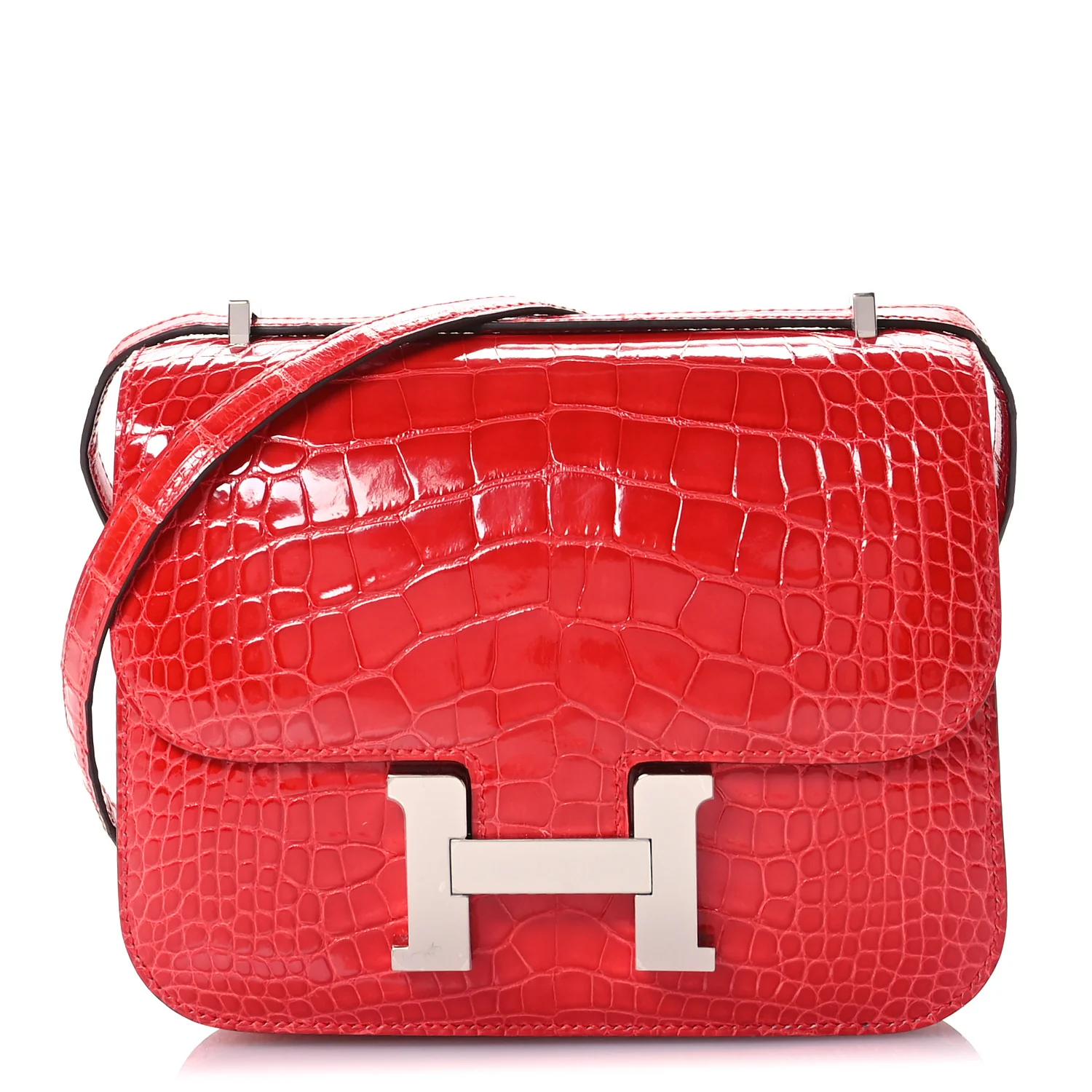 Hermes Shiny Alligator Constance 18 Rouge de Coeur