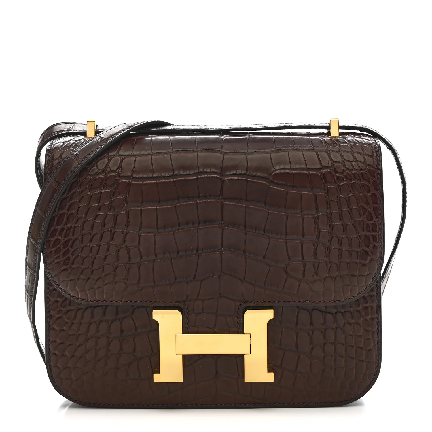 Hermes Matte Alligator Constance 18 Rouge Sellier