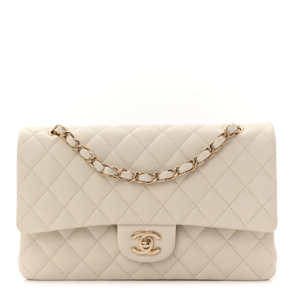 Chanel Caviar Quilted Medium Double Flap White