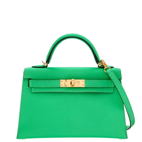 Hermès 20cm Vert Comics Chevre Leather Mini Kelly