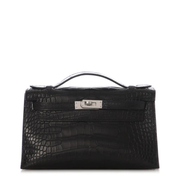 Hermès Black Matte Alligator Kelly Pochette