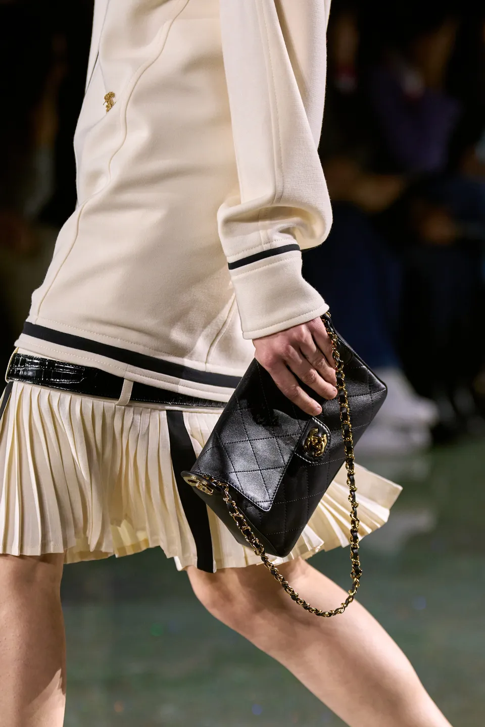 chanel fall-winter 2026 quilted black flap bag with gold chain