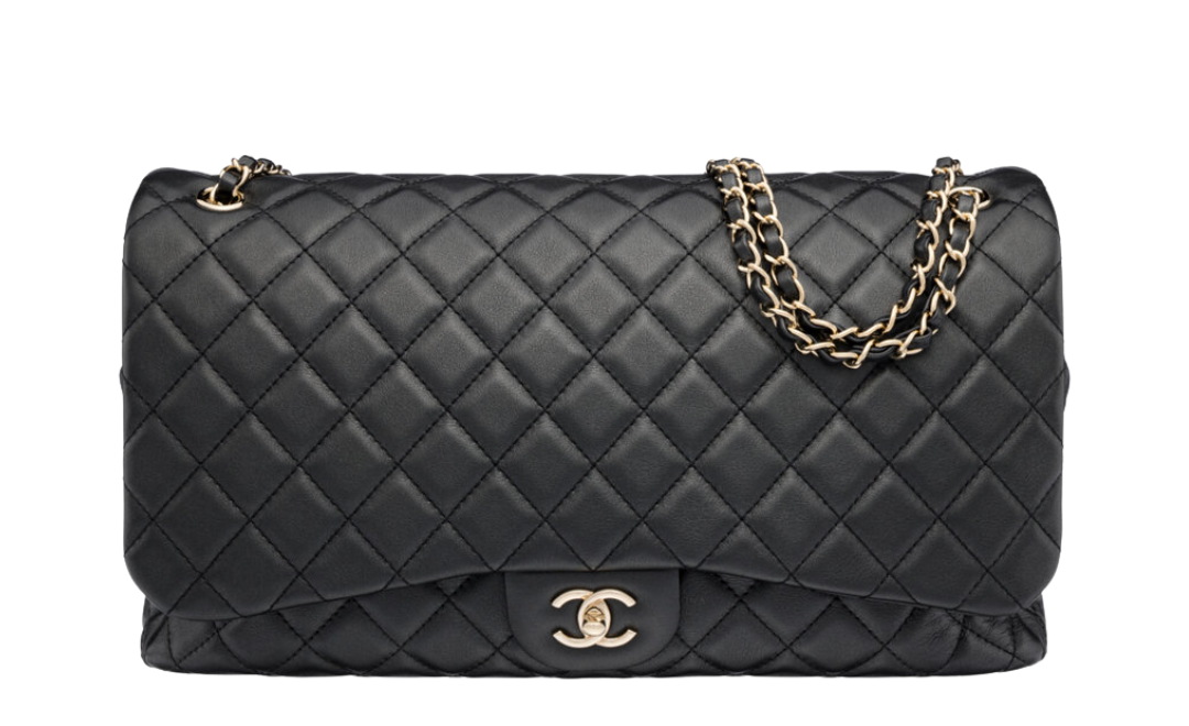Reserve Amount: $5,000Chanel Black Quilted Calfskin Leather XXL Classic Flap Bag 