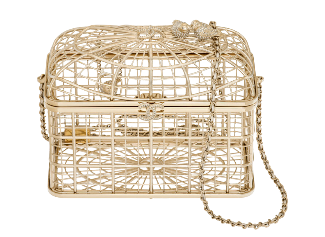 Chanel Gold-Tone Metal & Strass Crystal Birdcage Minaudière