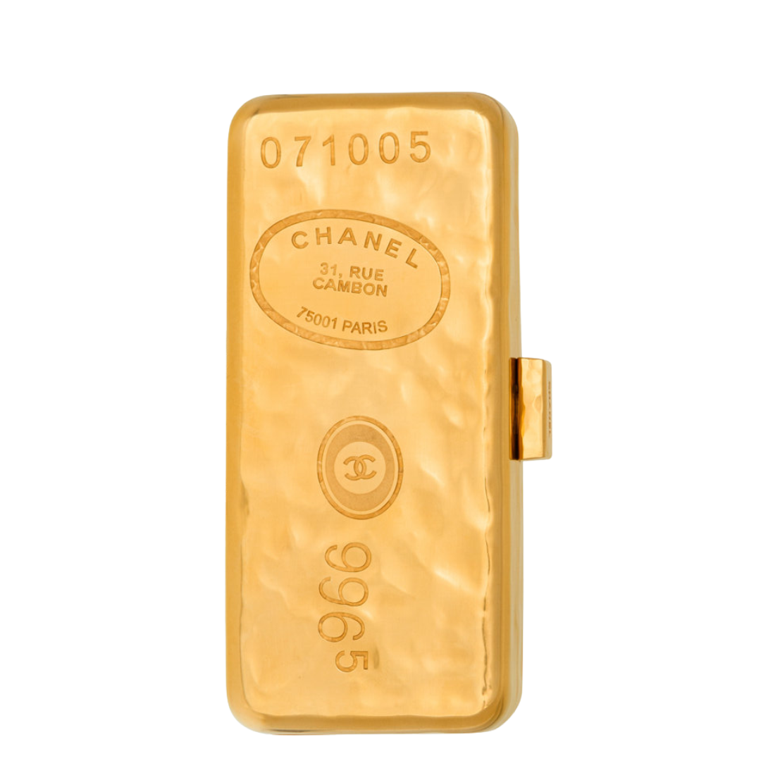 Chanel Hammered Gold Bullion Bar Minaudière