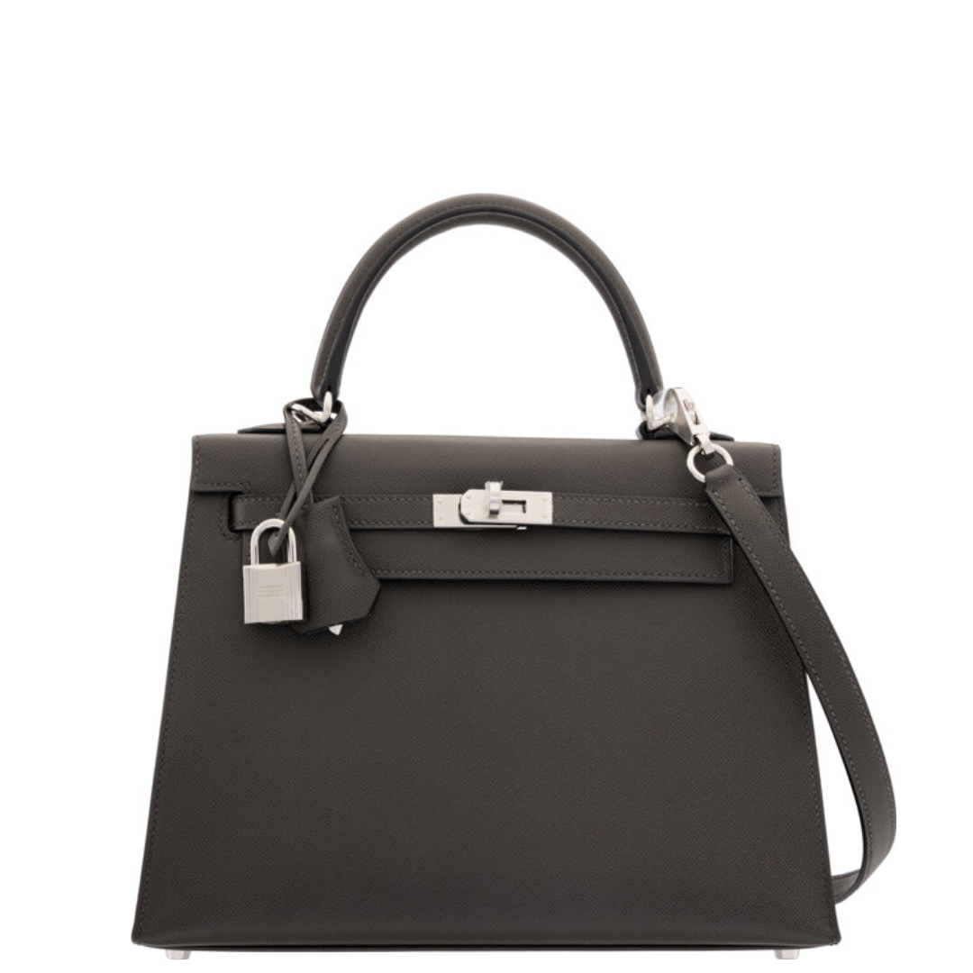 Hermès 25cm Graphite Madame Leather Kelly Sellier