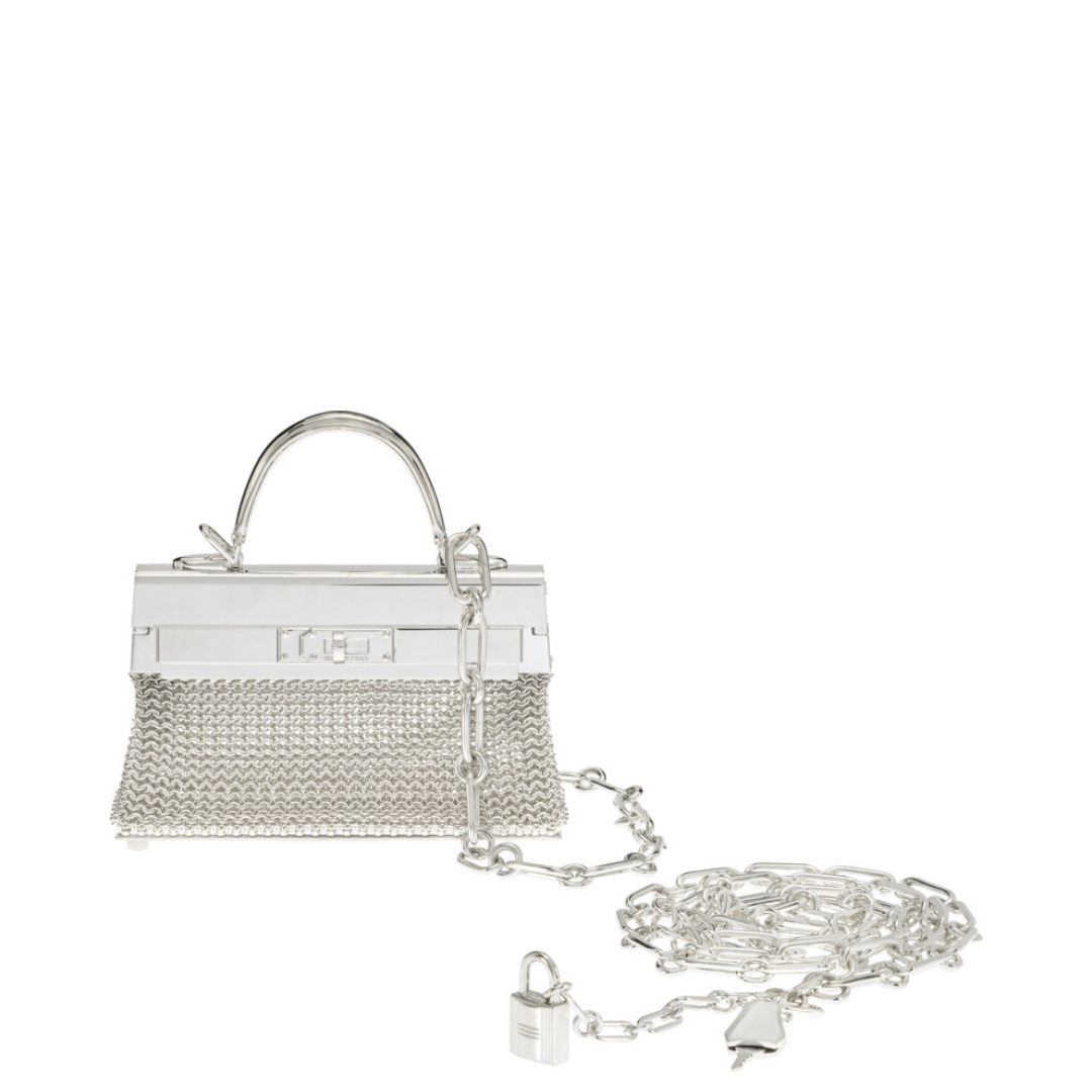 Hermès Limited Edition Argent Sterling Silver Kellymorphose Sac Bijou Chaine
