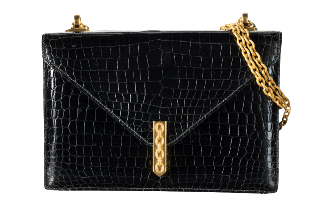 Hermès Vintage Shiny Black Crocodile Alcazar Bag
