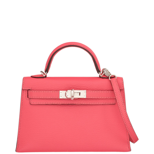 Hermès 20cm Rose Lipstick Chevre Mini Kelly