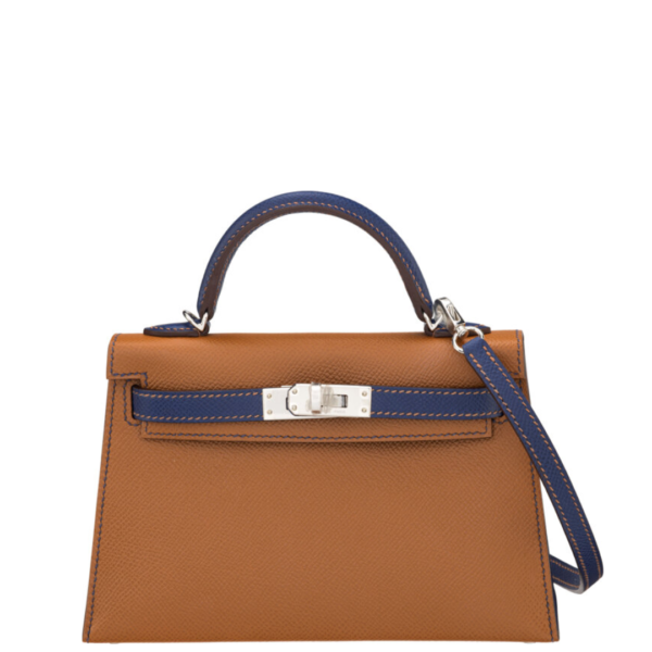 Hermès Special Order Horseshoe 20cm Gold & Bleu Saphir Epsom Mini Kelly