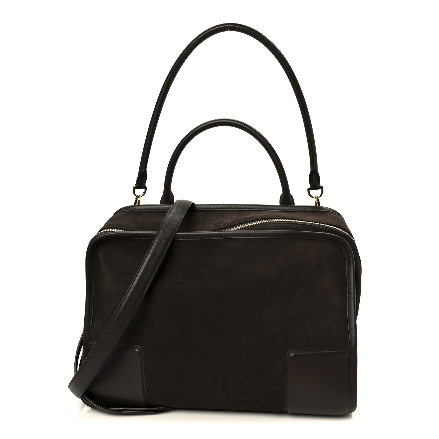 LoeweSuede Calfskin Large Amazona 180 Dark Chestnut