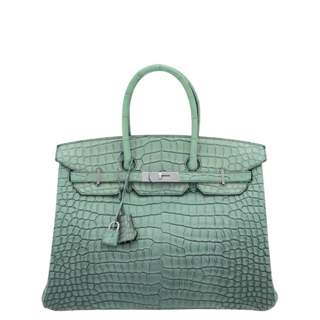 Hermès Limited Edition 35cm Matte Ombre Vert Fonce Porosus Crocodile Birkin